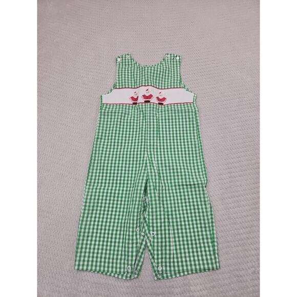 Southern Sunshine Smocked Christmas Romper Size 24 Months Santa Embroidered - Picture 1 of 8